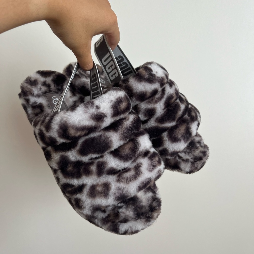 UGG Black and White Animal Print Slippers